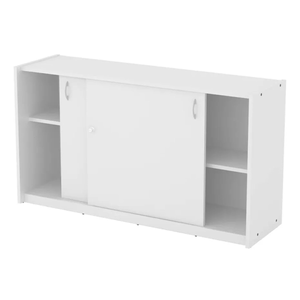 Biblioteca Baja Armario Organizador Puertas Corredizas Estantes Blanco