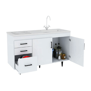 Bajo Mesada Centro Estant 3 Cajones 2 Puertas 120 Cm Blanco